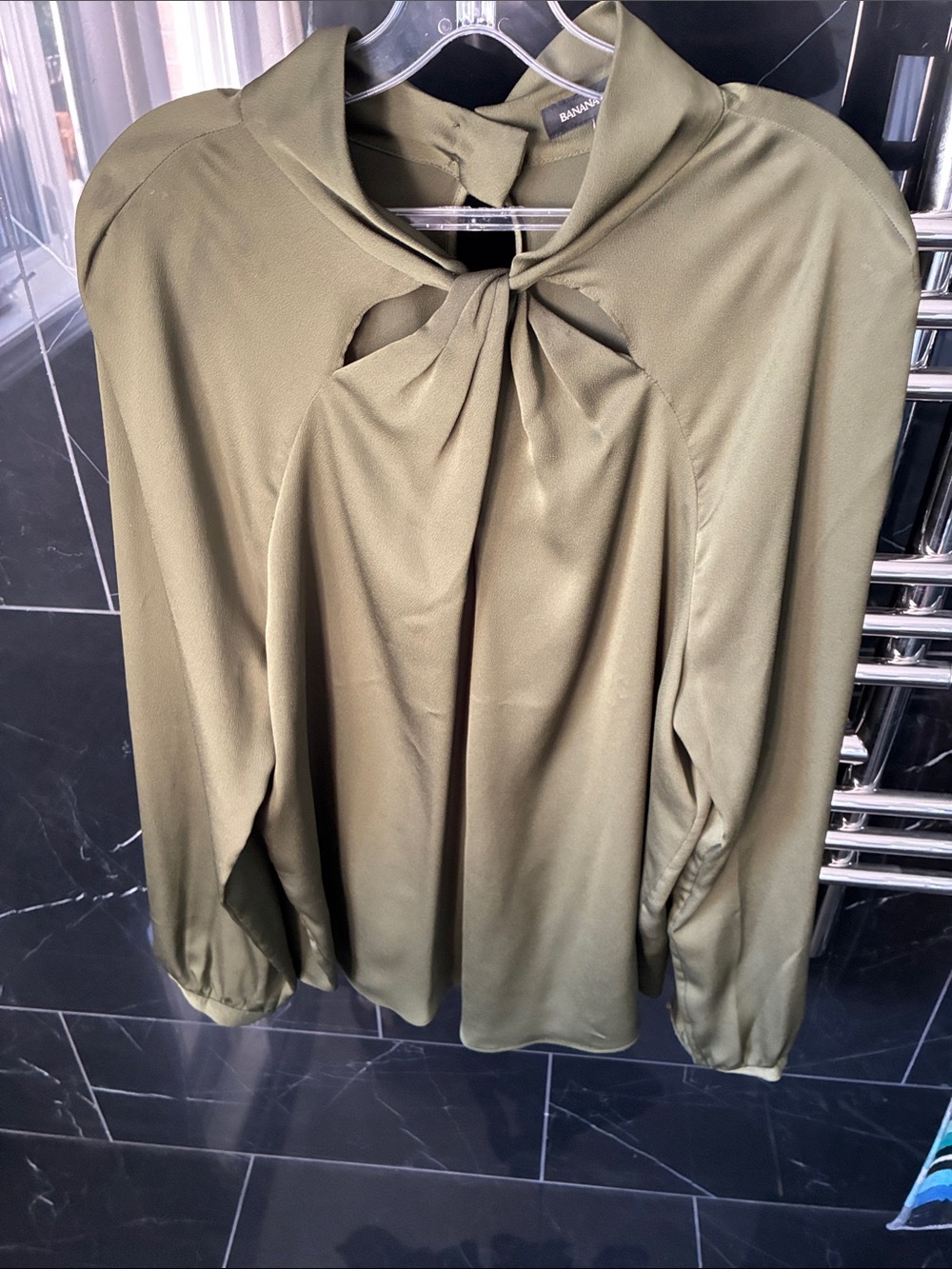 Banana Republic Olive Bow-Neck Blouse